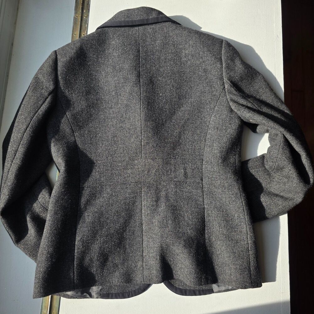 J. Crew Wool Blazer Jacket Gray w/ Piping, Preppy Buttons Lined VTG Y2K sz. 8 - Picture 3 of 15